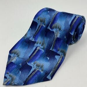 Vintage 1996 J Garcia Men 100% Silk Tie Carousel Collection 14 abstract tie Blue
